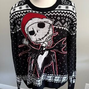 Disney Black and White Graphic Sweater with Red Accents